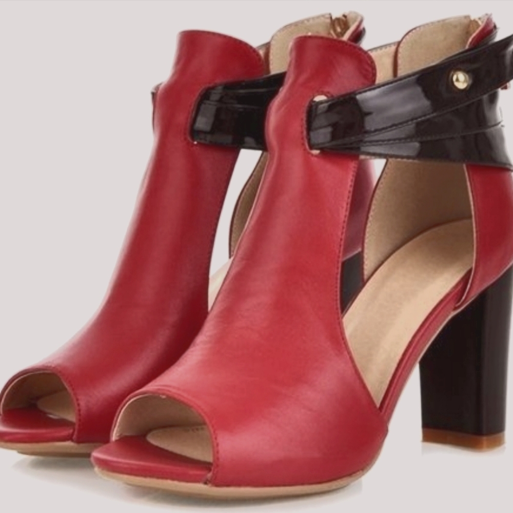 New Genuine Red Leather Heels Size 8.5